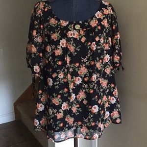 Plus size rose floral blouse